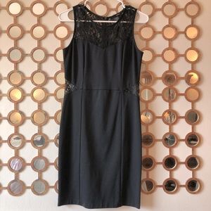 Aqua black dress with lace detail